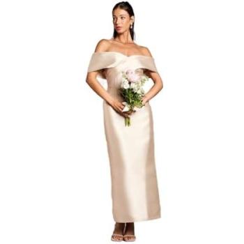 Twist‑Twill Champagne Bridesmaid Maxi