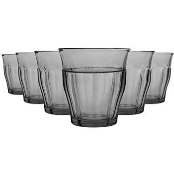 Grey 250ml Tempered Glass Picardie Drinking Tumbler Set of 6