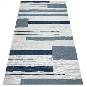 Colorful Beige‑Blue Sisal Line Rug – 160 × 230 cm