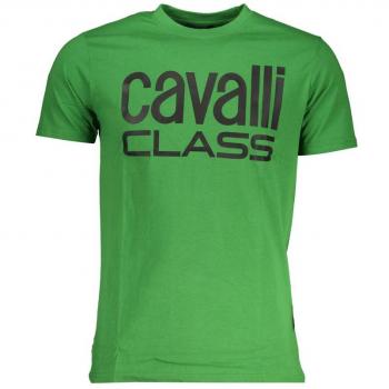 Cavalli Class Männlich Baumwoll-T-Shirt in Grün mit Logodruck, XXL