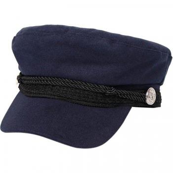Gorro plano de lana negro con cuerda