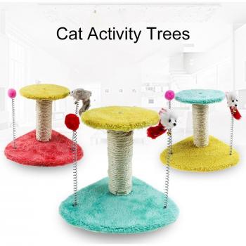Plateforme d'escalade en bois pour chat avec jouet souris