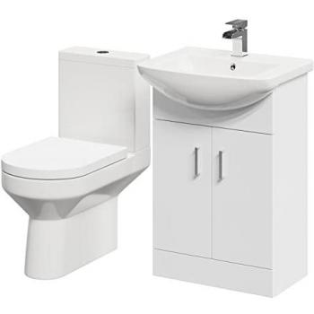 Neiva Glossy White 550mm 2‑Door Vanity and Open‑Back Toilet Combo