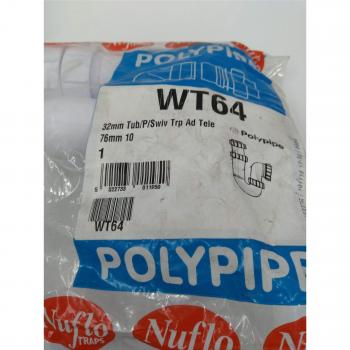 PolyPipe White 75 mm Seal Adjustable Telescopic P-Trap, 32 mm Tubular Swivel