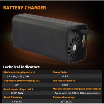 Digital Car Battery Charger 100V/240V to 12V 5A