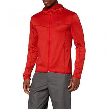 Jack Wolfskin Sutherland Fleecejacke mit Kapuze – Rubinrot – XL (Männer)