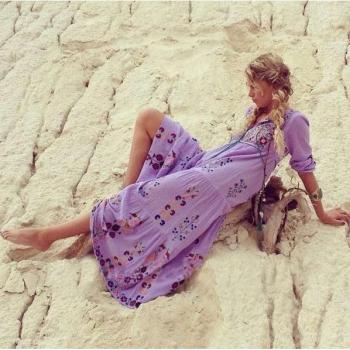 Boho Floral Long Sleeve Dress for Women