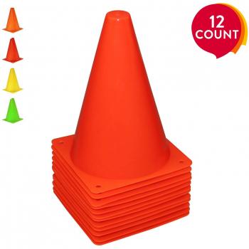 REEHUT Soccer Training Cones for Home GYM (Set of 12, Red)
