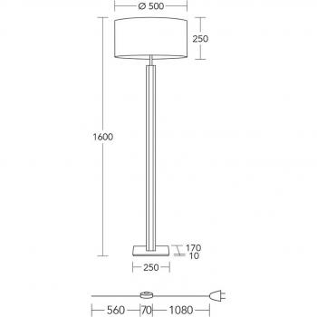 HerzBlut Schirmlampe Karl G – Granitoptik, rund, Holzrahmen, Weiß, E27