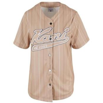 Varsity Tonal Pinstripe Baseball Shirt Damen – Karl Kani XS – Beige Trikot