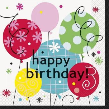 Serviettes en Papier Jetables d'Anniversaire Breezy (Pack de 16)