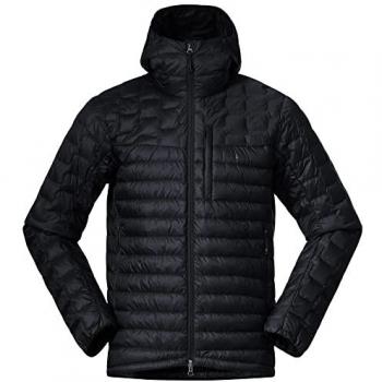 Bergans Leichte Daunenjacke für Herren mit Kapuze Größe M Farbe Schwarz