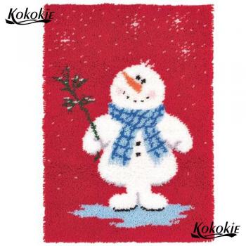 Latch Hook Snowman Rug for Home Decor