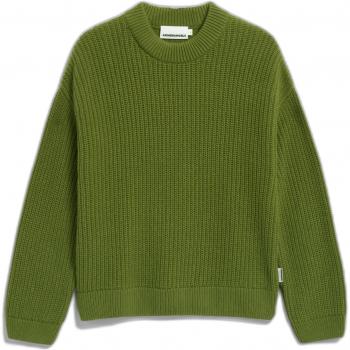 Grüner Damenpullover Armedangels Miyaar Oversized, Rundhalsausschnitt, L
