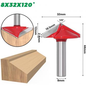 1PC 8mm Shank V Groove Router Bit