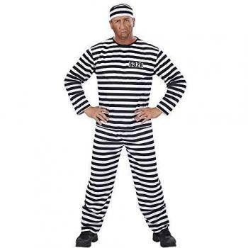 Costume de Détenu Noir et Blanc XL