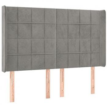LED Kopfteil VidaXL in Hellgrau 147 × 16 × 118 cm – Samtoberfläche