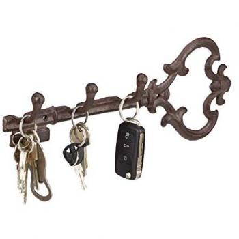 Cottage Charm Key Holder Set – 4 Cast Iron Key Racks, Key-Shaped,