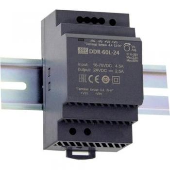 Rail Mount 60 W DC/DC Converter, 15 V Output, DDR‑60L‑15
