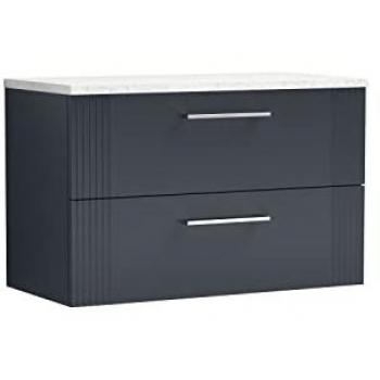 800mm Wall Hung Vanity Unit with Sparkling White Laminate Worktop