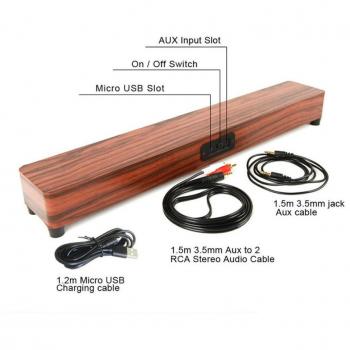 Altavoz de Madera Soundbar Bluetooth 4.2 Inalámbrico para TV, Tablet y Smartphone