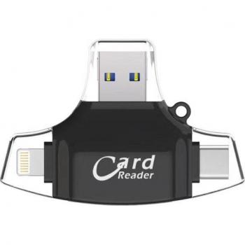 Multi-Function USB 3.0 Card Reader Adapter for Micro SD, TF, Type-C, and iPhone