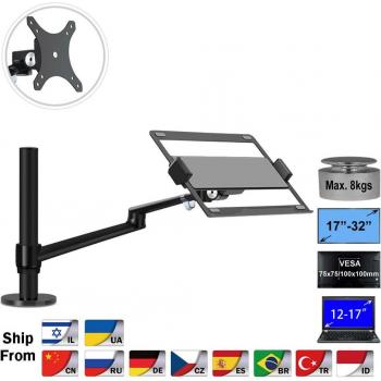 Duale Aluminium-Halterung für Laptop und Monitor