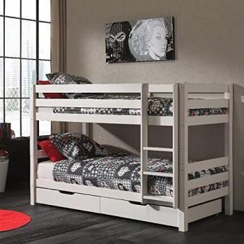Etagen-Hochbett Pino 160 cm Höhe, Ausf. Kiefer massiv weiß lackiert