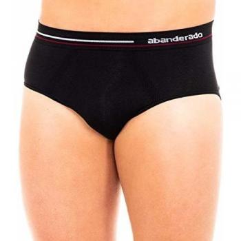 Slip Cerrado sin Costuras para Hombre, Abanderado, Negro, M