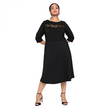 Sheego Abendkleid »Cocktailkleid mit U-Boot-Ausschnitt und Spitzeneinsatz«, mit U-Boot-Ausschnitt und Spitzeneinsatz