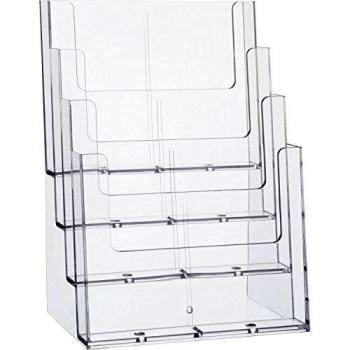 Helit Prospekthalter H2352402 DIN A4 4Fächer PS glasklar