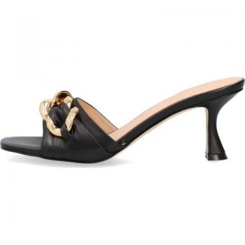 Sandalias de Mujer Guess en Piel Negra con Tacón