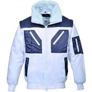 Portwest PJ20WHRXS Series PJ20 Two Tone Pilot Jacket, Regular, Size: X-Small, White/Grey