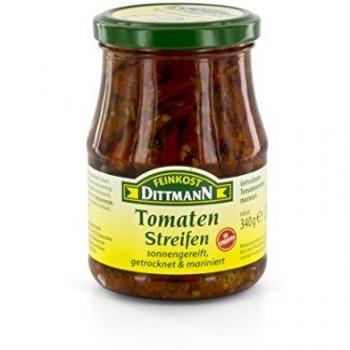 Tomatenstreifen, mariniert und getrocknet