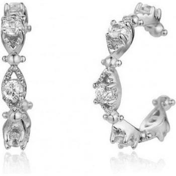 Pendientes de cristal en plata 925, diseño copo de nieve, con clip, sin necesidad de piercing, 1 par