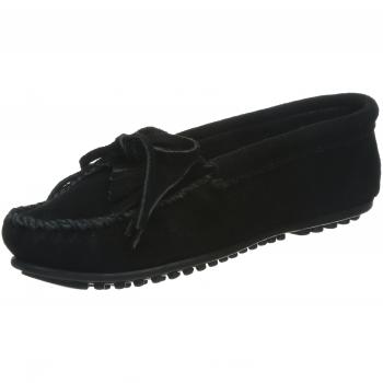 Minnetonka Women's Kilty Moccasin Black Slip On