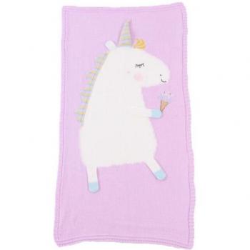 Baby Holding Blanket with Unicorn Design
