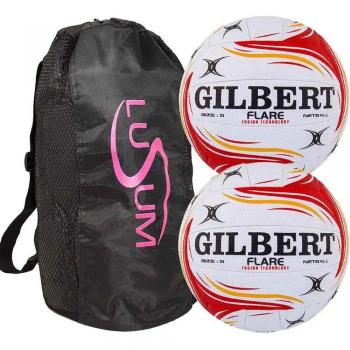 Gilbert Flare Netball Pair Pack with Ball Carrier