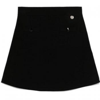 Liu Jo Black Knit Mini Skirt with Decorative Buttons Size M