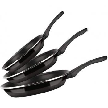FAGOR ® Optimax set de sartenes 20 + 24 + 28 cm, negra, antiadherente doble capa, acero esmaltado de 1,5 mm de espesor, apta para todo tipo de cocinas y lavavajillas, incluido inducción