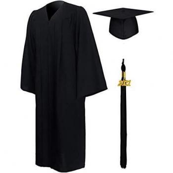 GraduationMall Unisex Graduation Gown and Cap 2022 Black S