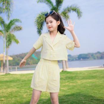 Blazer infantil de lujo, doble botonadura, combinado con minifalda