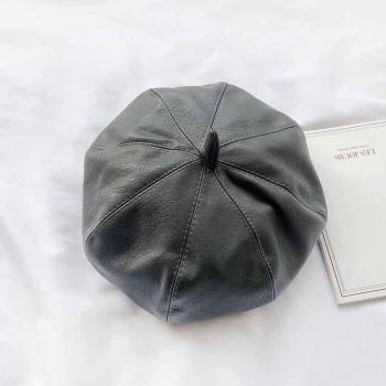 PU Leder Baskenmütze „Achteck“ – Koreanische Herbst