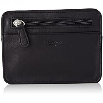 Pochette Polyvalente Hexagonale en Cuir Noir – Ref. XGA40919
