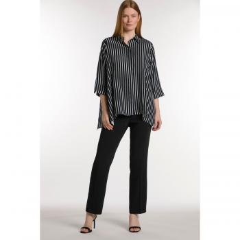 Camicia a righe per donna, orlo a punte, maniche 3/4, Nero, Taglia: 48/50, Viscosa, Ulla Popken