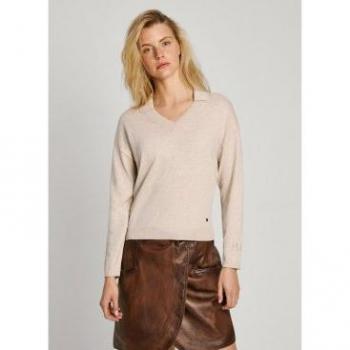 Polo Casual Isela Beige Eco‑Manga L
