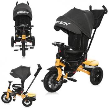 Lorelli Trike Speedy, Luftreifen, drehbarer Sitz, Musik, Licht, Schubstange gelb