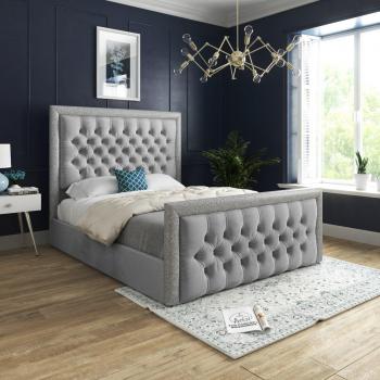 Soft Velvet Venice Bed Frame with Glitter Border