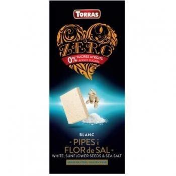 Torras Chocolate Blanco con Pipas y Flor de Sal Sin Azúcar 125 Gramos