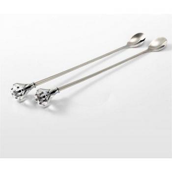 Cucharas Navideñas de Acero Inoxidable con Encanto de Diamantes – Set de 2 Unidades